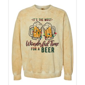 Its The Most Wonderful Time For A Beer Santa Hat Christmas Colorblast Crewneck Sweatshirt