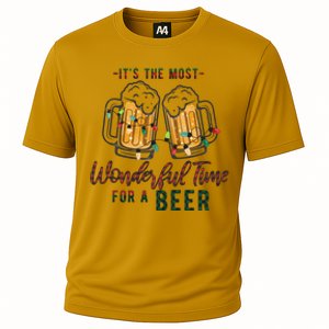 Its The Most Wonderful Time For A Beer Santa Hat Christmas Cooling Performance Crew T-Shirt