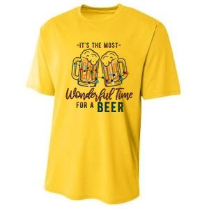 Its The Most Wonderful Time For A Beer Santa Hat Christmas Performance Sprint T-Shirt