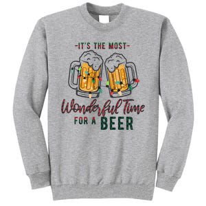 Its The Most Wonderful Time For A Beer Santa Hat Christmas Tall Sweatshirt