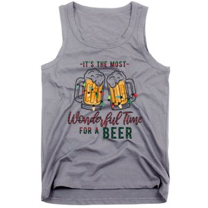 Its The Most Wonderful Time For A Beer Santa Hat Christmas Tank Top