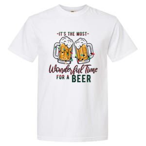 Its The Most Wonderful Time For A Beer Santa Hat Christmas Garment-Dyed Heavyweight T-Shirt