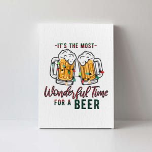 Its The Most Wonderful Time For A Beer Santa Hat Christmas Canvas