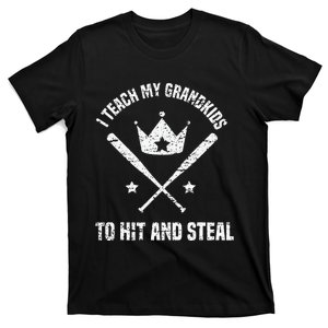 I Teach My Grand To Hit & Steal Baseball Grandma T-Shirt