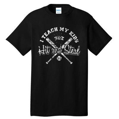 I Teach My To Hit And Steal Funny Baseball Vintage Tall T-Shirt