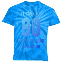 It Took Me 90 Years To Look This Good Awesome 90Th Birthday Gift Kids Tie-Dye T-Shirt