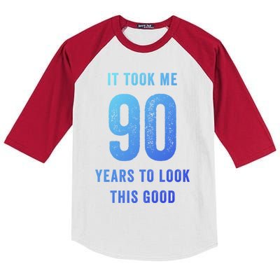 It Took Me 90 Years To Look This Good Awesome 90Th Birthday Gift Kids Colorblock Raglan Jersey