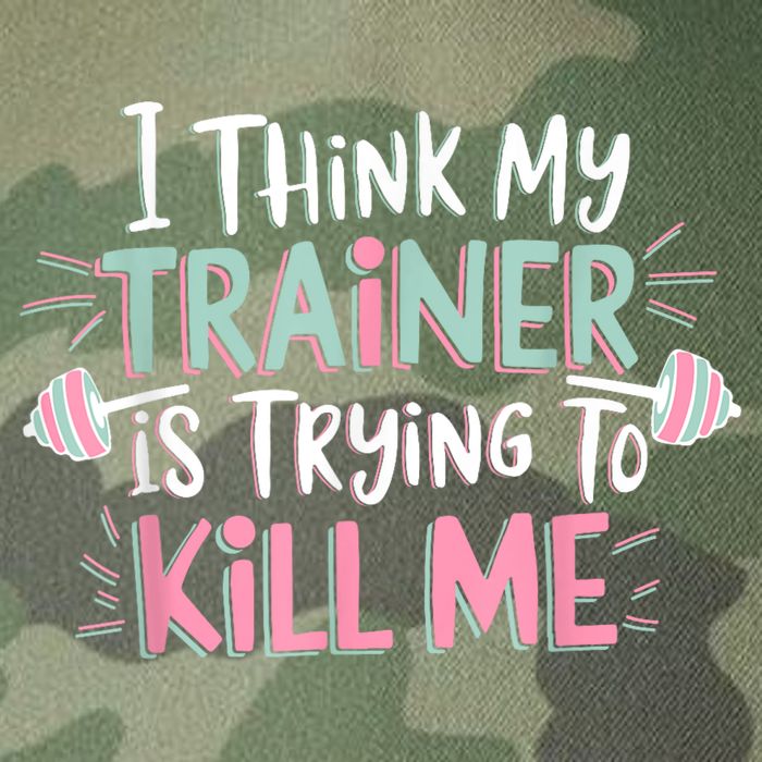 I Think My Trainer Is Trying To Kill Me Funny Gymer Legacy Tie Dye Trucker Hat