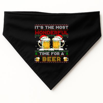 It’S The Most Wonderful Time For A Beer Christmas Sweater Gift USA-Made Doggie Bandana