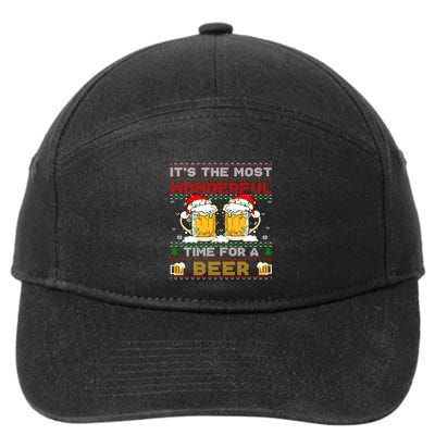 It’S The Most Wonderful Time For A Beer Christmas Sweater Gift 7-Panel Snapback Hat