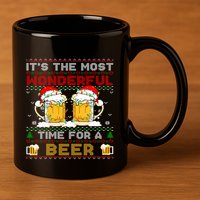 It’S The Most Wonderful Time For A Beer Christmas Sweater Gift 11oz C Handle Ceramic Mug