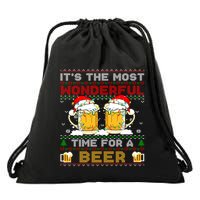 It’S The Most Wonderful Time For A Beer Christmas Sweater Gift Drawstring Bag