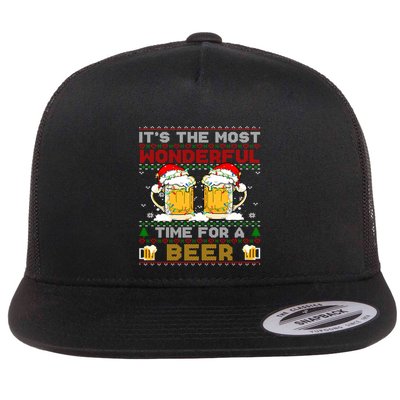 It’S The Most Wonderful Time For A Beer Christmas Sweater Gift Flatbill Hat