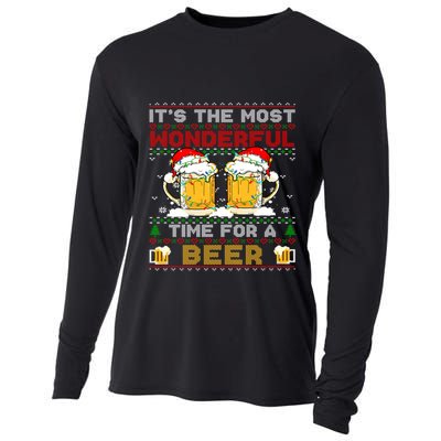 It’S The Most Wonderful Time For A Beer Christmas Sweater Gift Cooling Performance Long Sleeve Crew