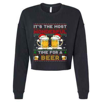 It’S The Most Wonderful Time For A Beer Christmas Sweater Gift Cropped Pullover Crew