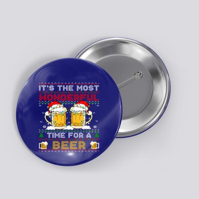 It’S The Most Wonderful Time For A Beer Christmas Sweater Gift Button