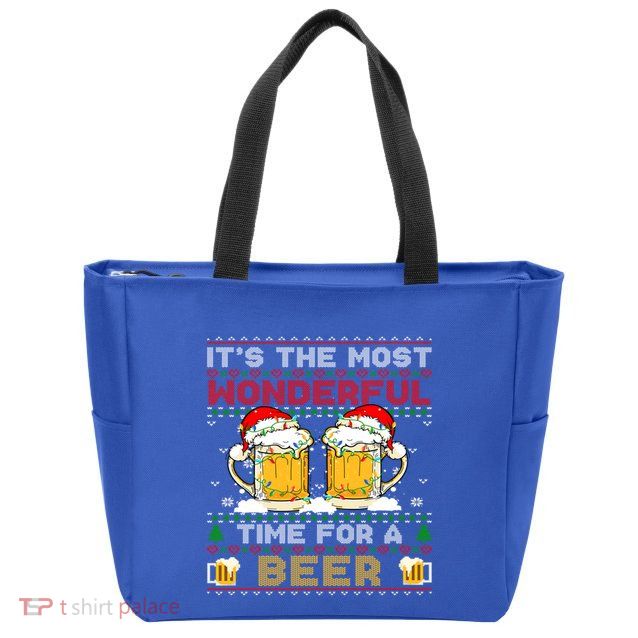 It’S The Most Wonderful Time For A Beer Christmas Sweater Gift Zip Tote Bag