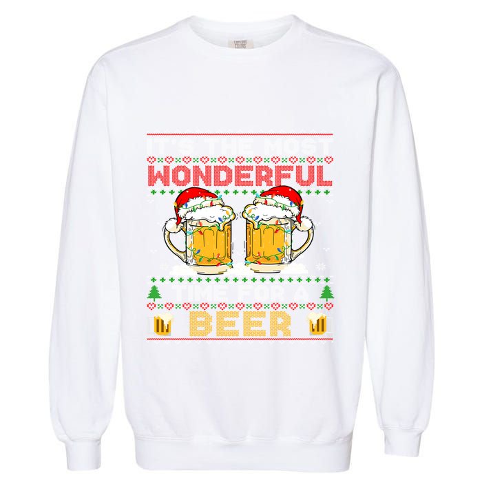 It’S The Most Wonderful Time For A Beer Christmas Sweater Gift Garment-Dyed Sweatshirt