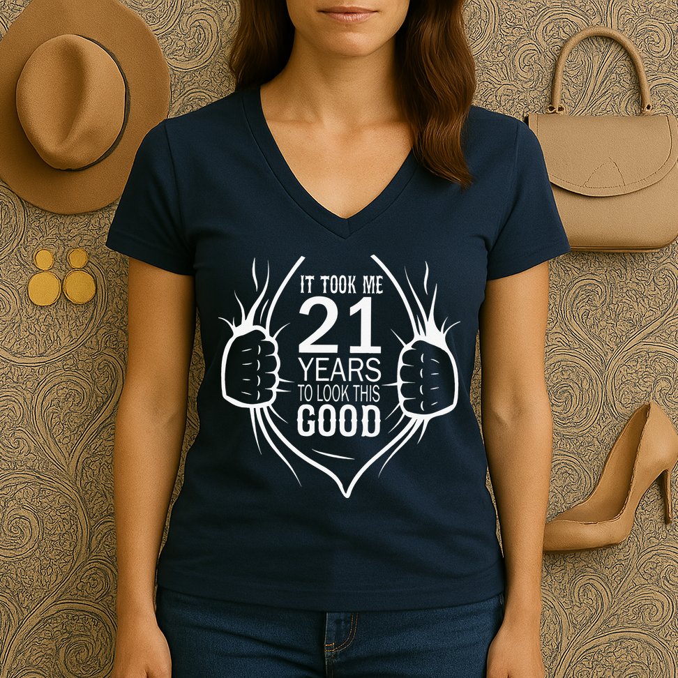 It Took Me 21 Years To Look This Good Gift For 21st Birthday Women's V-Neck T-Shirt