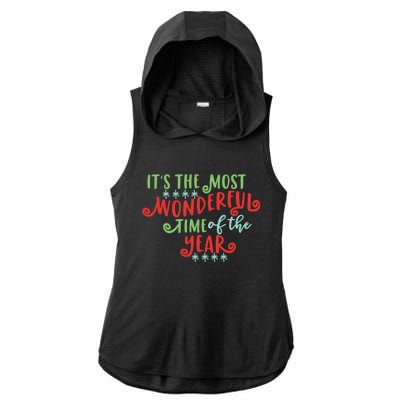 It's The Most Wonderful Time Of The Year Cute Christmas Ladies PosiCharge Tri-Blend Wicking Draft Hoodie Tank