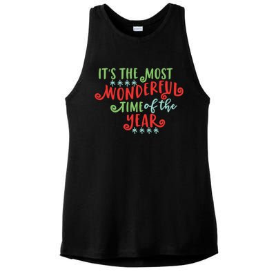 It's The Most Wonderful Time Of The Year Cute Christmas Ladies PosiCharge Tri-Blend Wicking Tank