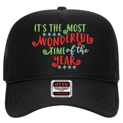 It's The Most Wonderful Time Of The Year Cute Christmas High Crown Mesh Back Trucker Hat