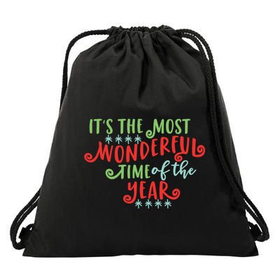 It's The Most Wonderful Time Of The Year Cute Christmas Drawstring Bag