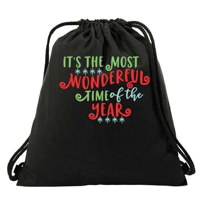 It's The Most Wonderful Time Of The Year Cute Christmas Drawstring Bag