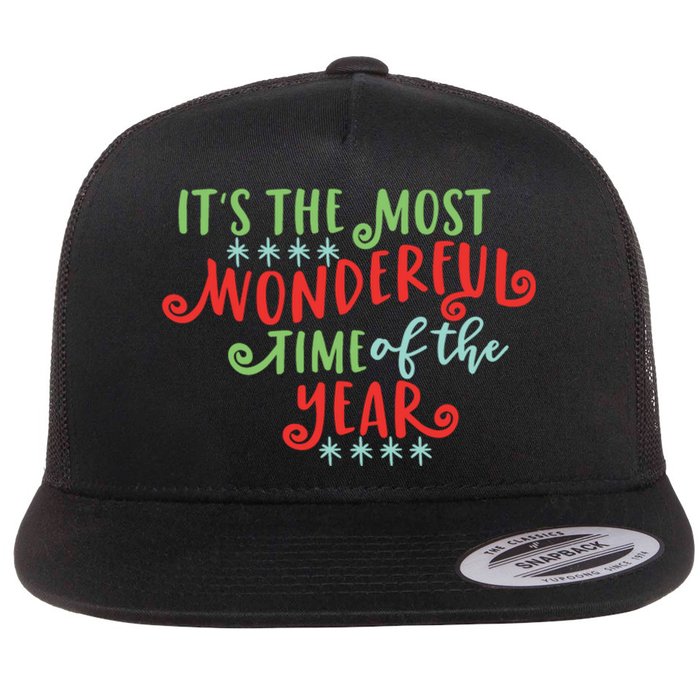 It's The Most Wonderful Time Of The Year Cute Christmas Flat Bill Trucker Hat