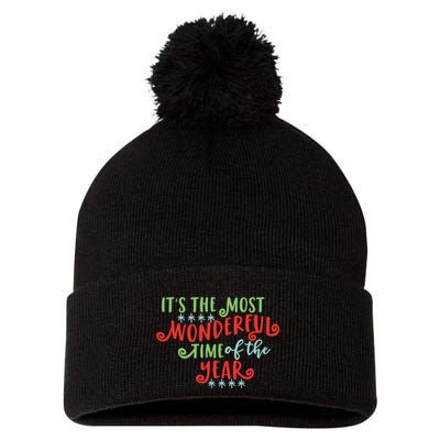 It's The Most Wonderful Time Of The Year Cute Christmas Pom Pom 12in Knit Beanie
