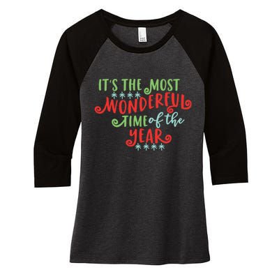 It's The Most Wonderful Time Of The Year Cute Christmas Women's Tri-Blend 3/4-Sleeve Raglan Shirt