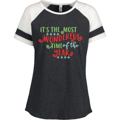 It's The Most Wonderful Time Of The Year Cute Christmas Enza Ladies Jersey Colorblock Tee