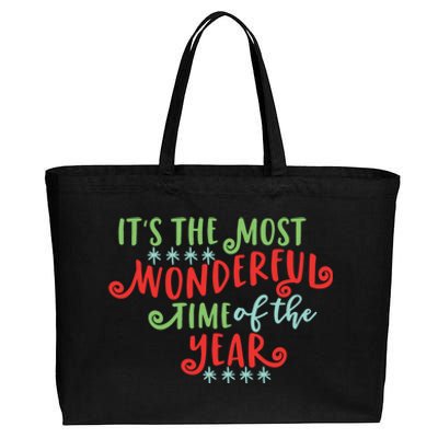 It's The Most Wonderful Time Of The Year Cute Christmas Cotton Canvas Jumbo Tote