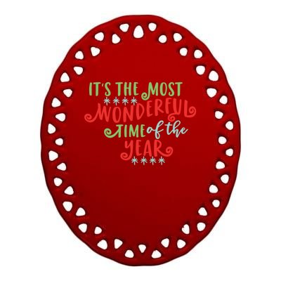 It's The Most Wonderful Time Of The Year Cute Christmas Ceramic Oval Ornament