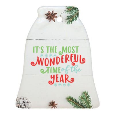 It's The Most Wonderful Time Of The Year Cute Christmas Ceramic Bell Ornament