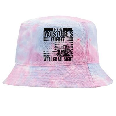 If The MoistureS Right WeLl Go All Night Vintage Usa Flag Tie-Dyed Bucket Hat