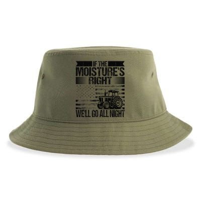 If The MoistureS Right WeLl Go All Night Vintage Usa Flag Sustainable Bucket Hat