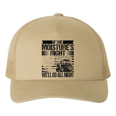 If The MoistureS Right WeLl Go All Night Vintage Usa Flag Yupoong Adult 5-Panel Trucker Hat