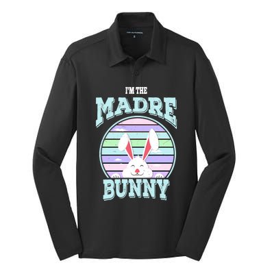 I'm The Madre Bunny Mom Matching Family Easter Sunday Gift Silk Touch Performance Long Sleeve Polo