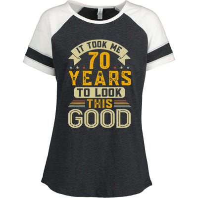 It Took Me 70 Years to Look This Good Funny 70th Birthday  Enza Ladies Jersey Colorblock Tee