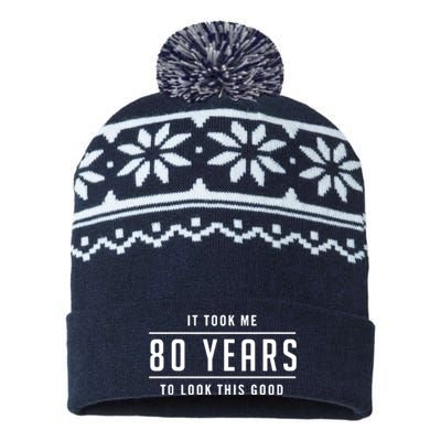 It Took Me 80 Years To Look This Good Birthday USA-Made Snowflake Beanie