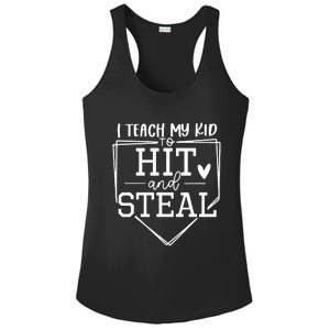 I Teach My Ki_d To Hit And Steal Baseball Softball Mom Women Ladies PosiCharge Competitor Racerback Tank