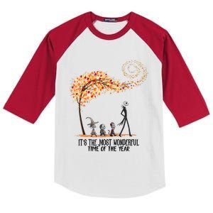 Its The Most Wonderful Time Of The Year Spooky Halloween Witch Kids Colorblock Raglan Jersey