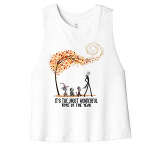 Its The Most Wonderful Time Of The Year Spooky Halloween Witch Women's Racerback Cropped Tank