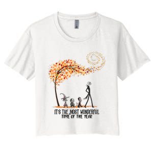 Its The Most Wonderful Time Of The Year Spooky Halloween Witch Women's Crop Top Tee