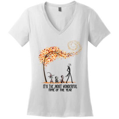 Its The Most Wonderful Time Of The Year Spooky Halloween Witch Women's V-Neck T-Shirt