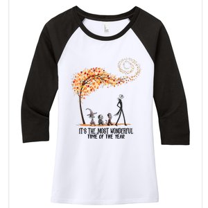 Its The Most Wonderful Time Of The Year Spooky Halloween Witch Women's Tri-Blend 3/4-Sleeve Raglan Shirt