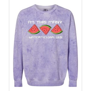 I'm This Many Watermelons Old 3rd Birthday 3 Years Old Colorblast Crewneck Sweatshirt