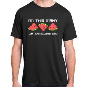 I'm This Many Watermelons Old 3rd Birthday 3 Years Old Adult ChromaSoft Performance T-Shirt