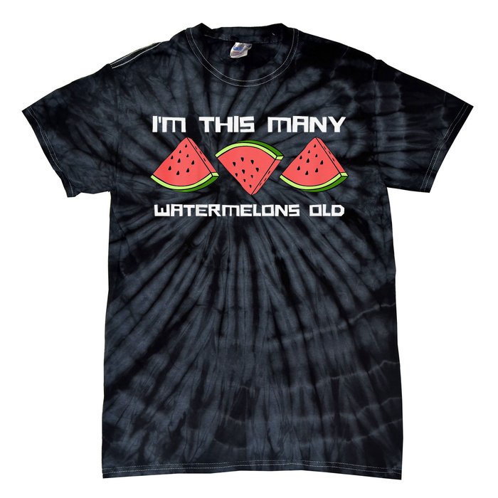 I'm This Many Watermelons Old 3rd Birthday 3 Years Old Tie-Dye T-Shirt